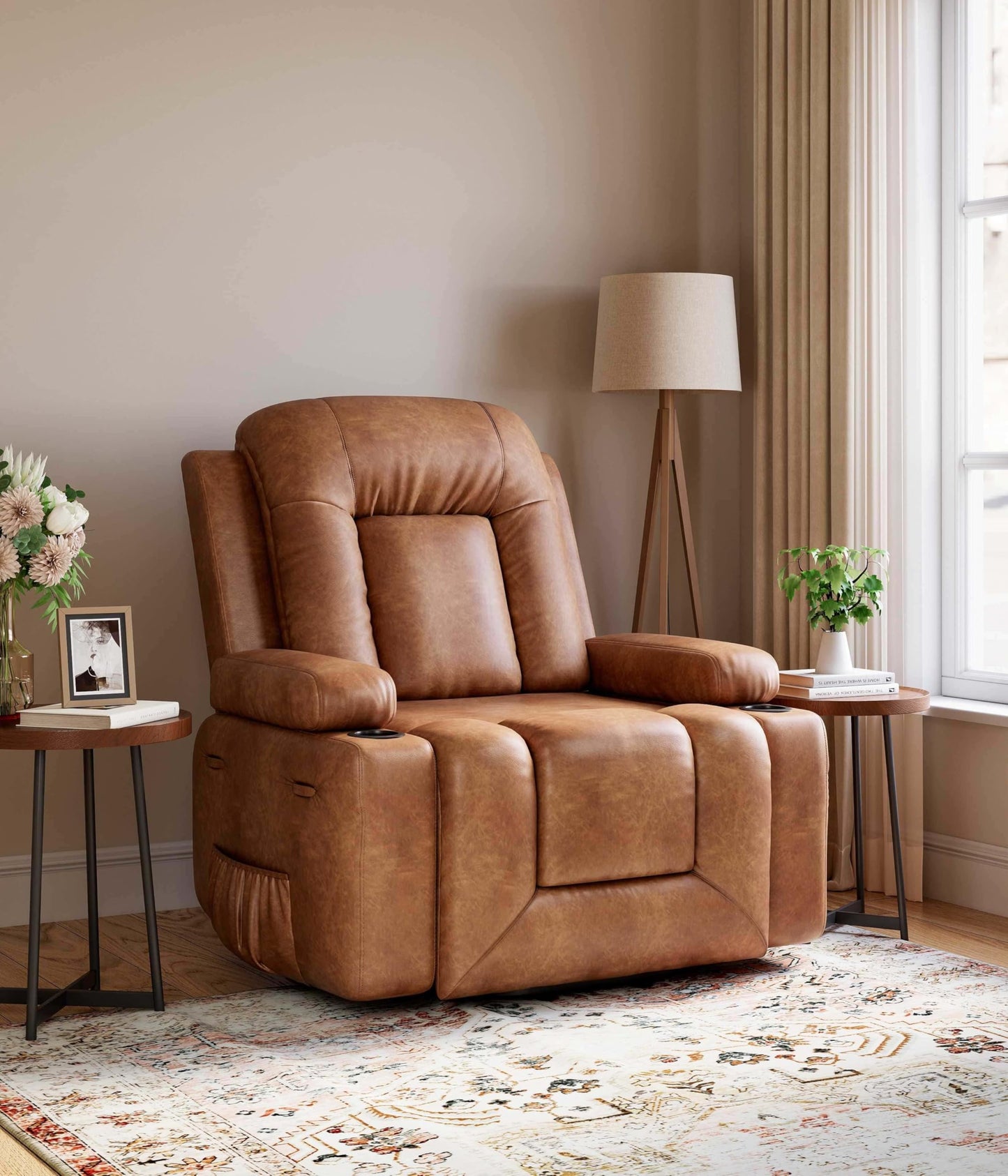 Power Lift Recliner Chair - Heat and Massage, Faux PU Electric Lift Recliner for Elderly & Mobility Impaired, Adjustable Back and Legs, Heavy Duty Lift Chair for Seniors