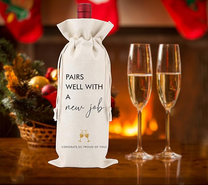 New Job Gifts,Job Promotion Gift,Congrats on New Job,Leaving Job Gifts,Going Away Gifts for Coworker,New Chapter Of Your Life Wine Bags,New Job Gifts Wine Bag,1 Drawstring Gift Wine Bag,Q11