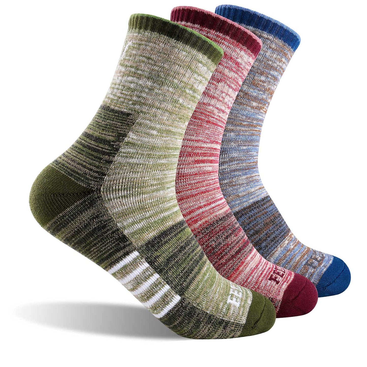 FEIDEER Women's Hiking Walking Socks, 3-Pack Outdoor Recreation Wicking Cushion Crew Socks (3WS20403-M)