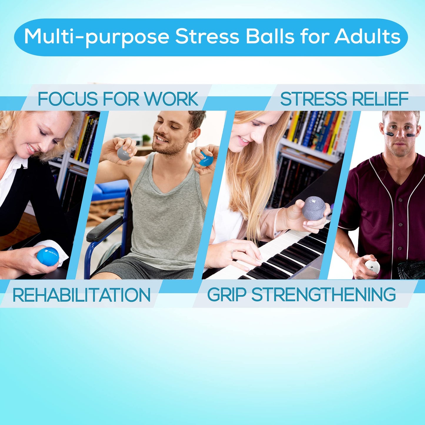 Serenilite Stress Balls, Anxiety Relief Items, Grip Strength Trainer, Meditation Accessories, Physical Therapy Equipment, Fidget Ball, Stress Balls For Adults, Hand Grip Exerciser Strengthener