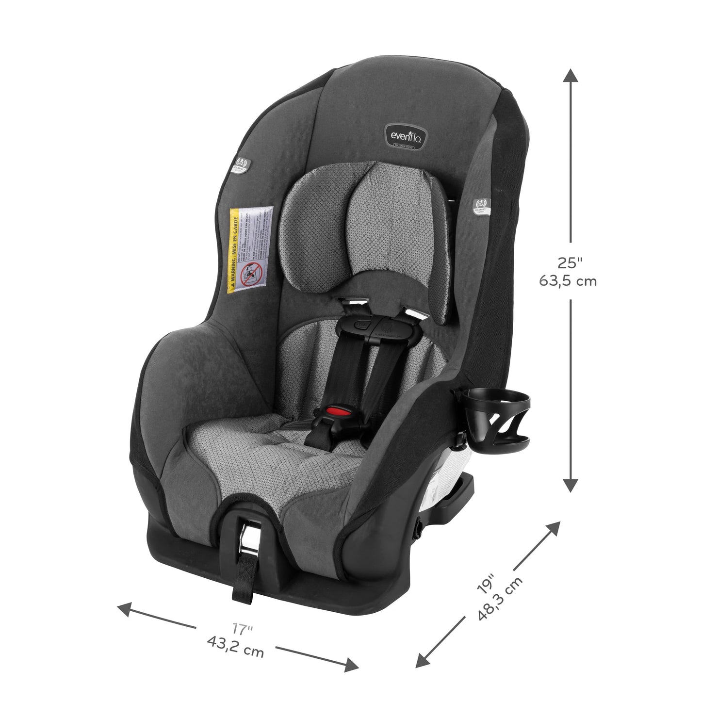 Evenflo Tribute LX Convertible Car Seat – Compact Convenience for On-the-Go Families, Saturn Gray