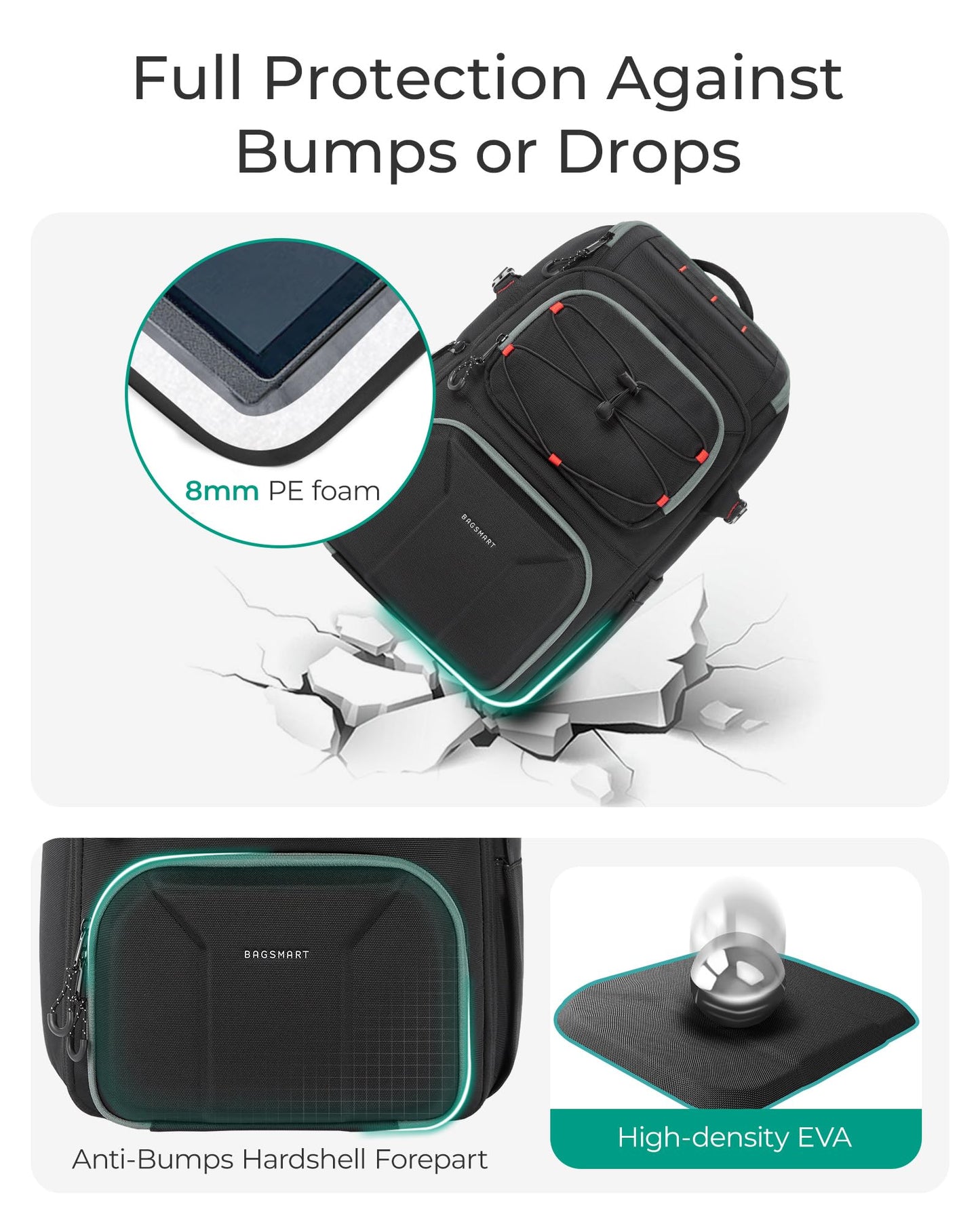 BAGSMART Camera Backpack for Photographers, Professional Camera Bag Backpack Fits up to 15.6" Laptop, DSLR/Drones/Tripod Backpack with Rain Cover, Black