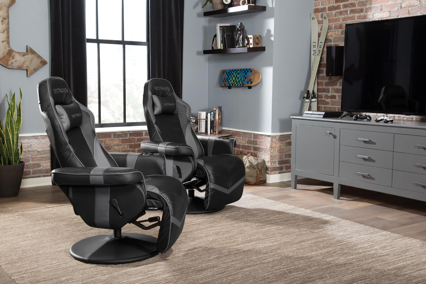 RESPAWN 900 Racing Style Gaming Recliner, Reclining Gaming Chair, in Gray RSP 900 GRY