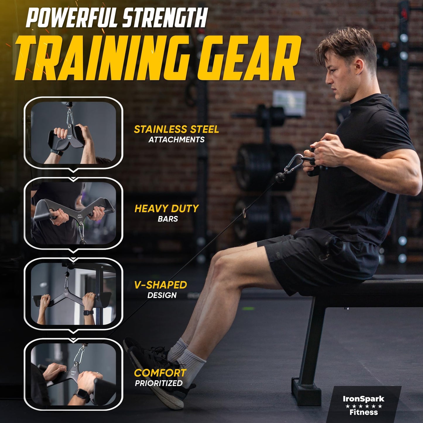 IronSpark Fitness Lat Pulldown Attachments, Cable Machine Attachment, Cable Attachments For Gym, Tricep Pull Down Attachment, Tricep Bar, Curl Bar, T Bar Row Attachment, Lat Pull Down Bar (Medium 24")