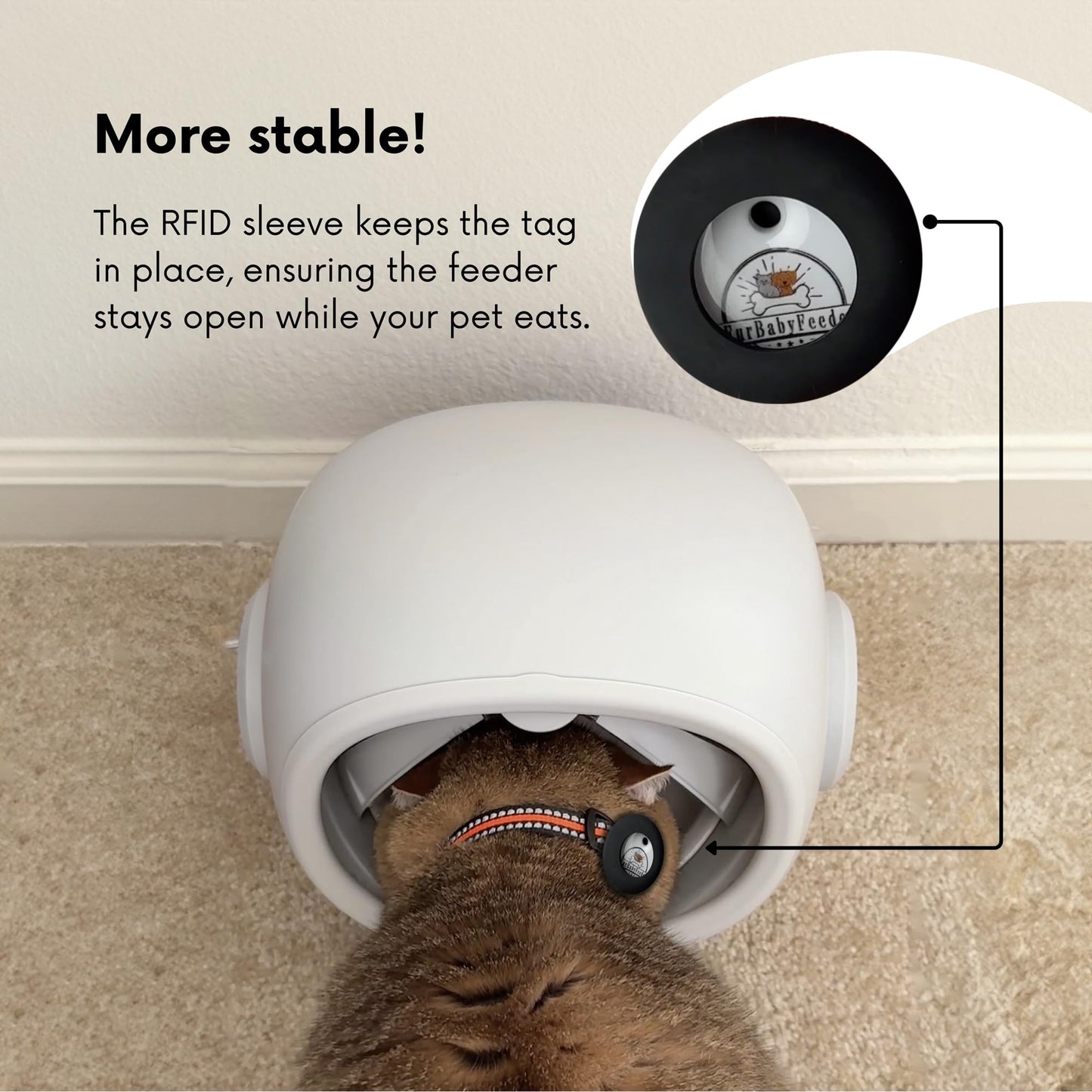 FurBabyFeeder Sphere – RFID Automatic Cat Feeder with Mute Option & Tag Sleeve – Smart Feeder for Multi-Cat Homes – Works with Wet & Dry Food – Secure Locking Doors, LCD Display - Coffee