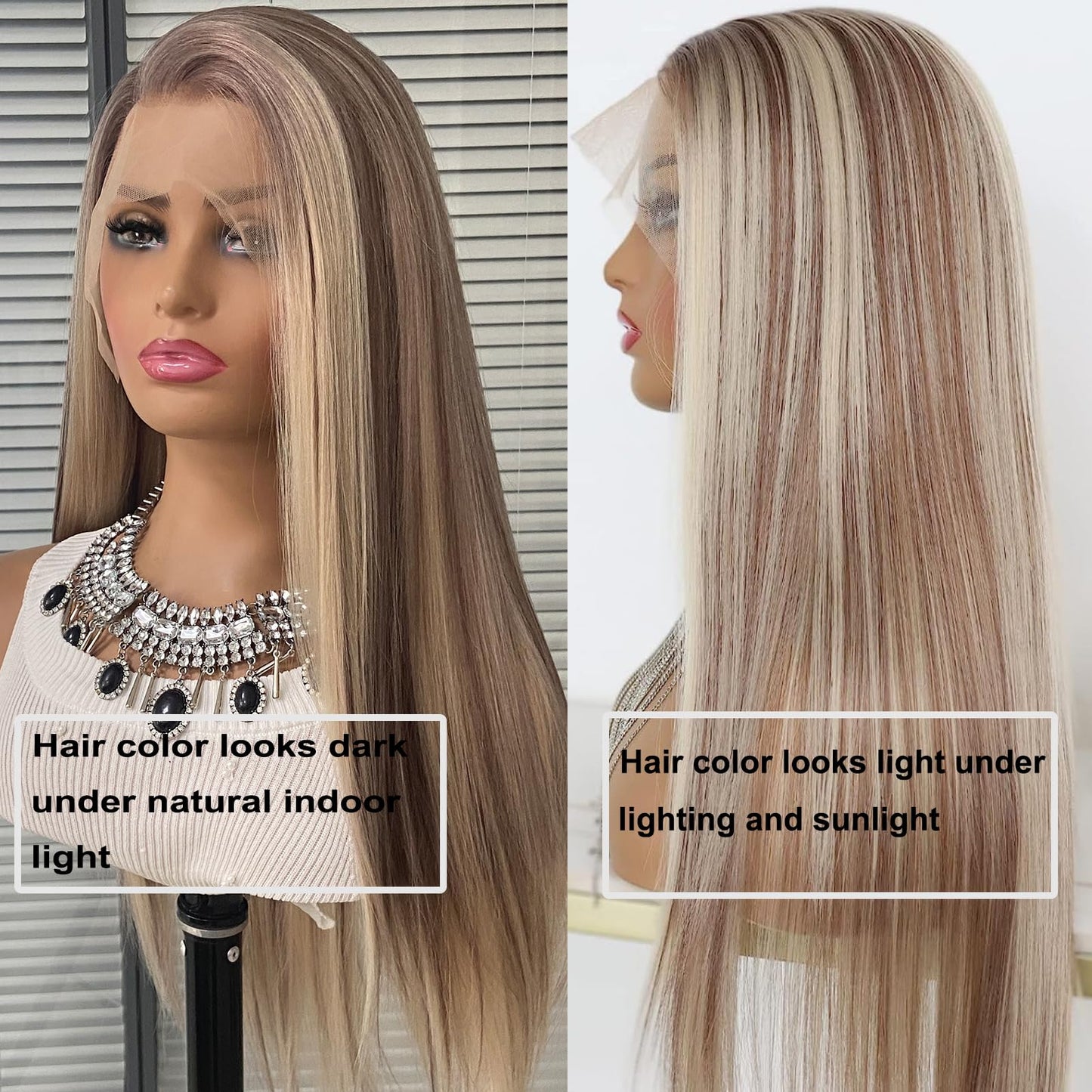 MACA BAKA Highlight Ash Blonde Lace Front Wig 13x4 13x6 Lace Frontal wig