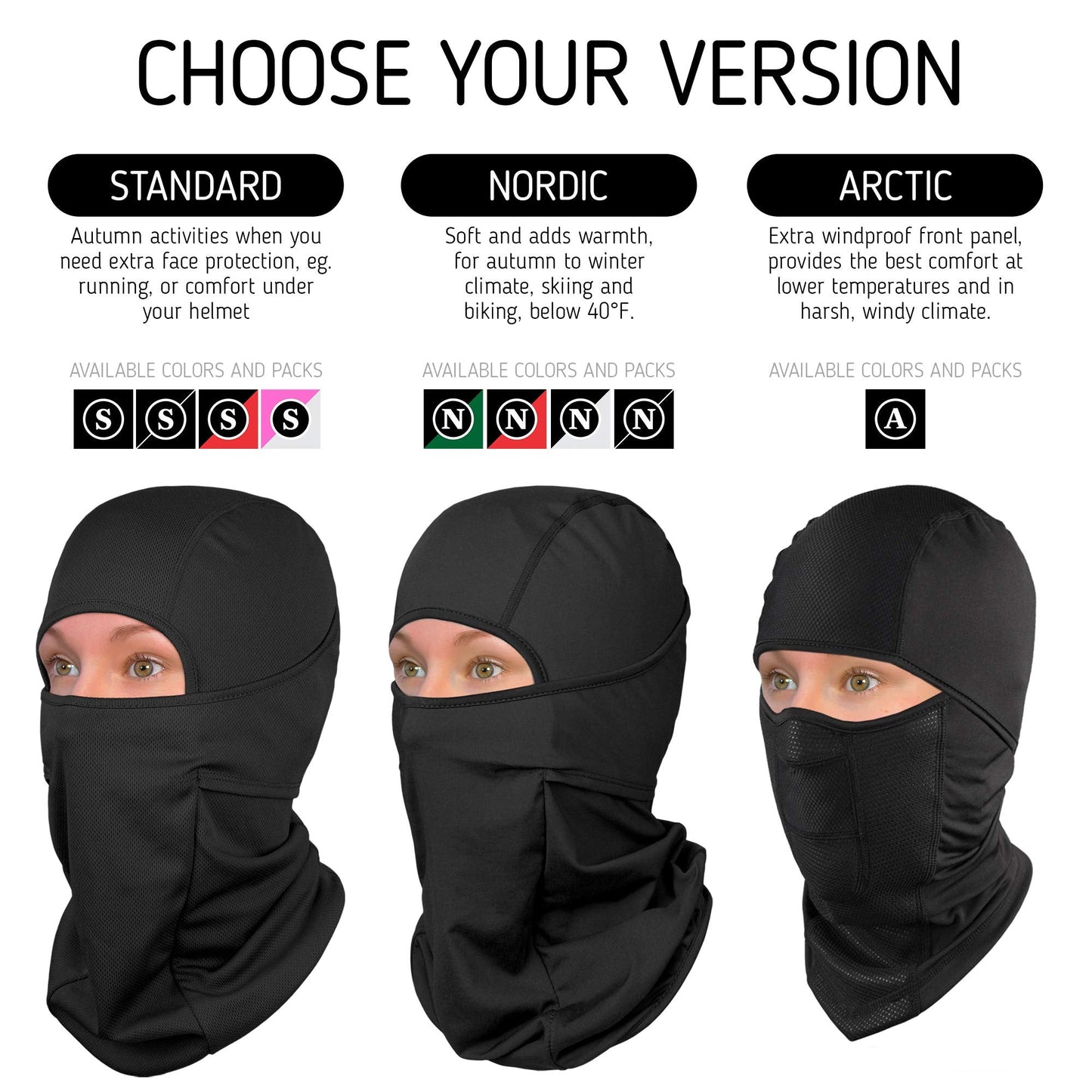 The Friendly Swede Balaclava Face Mask Men, Black Ski Mask for Men, Ski Mask for Women - Arctic - Black (1-Pack)