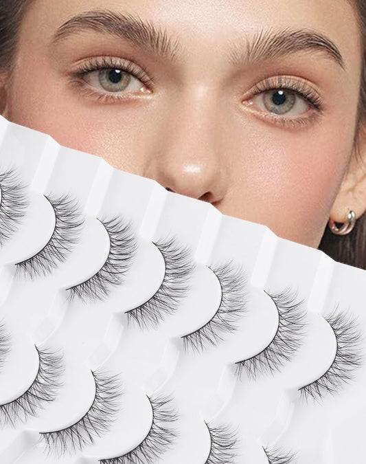 Natural Lashes Natural Eyelashes Natural Look Wispy Lashes Mink Lashes False Eyelashes Fake Eyelashes C Curl Lashes Strip Lashes Pure-08