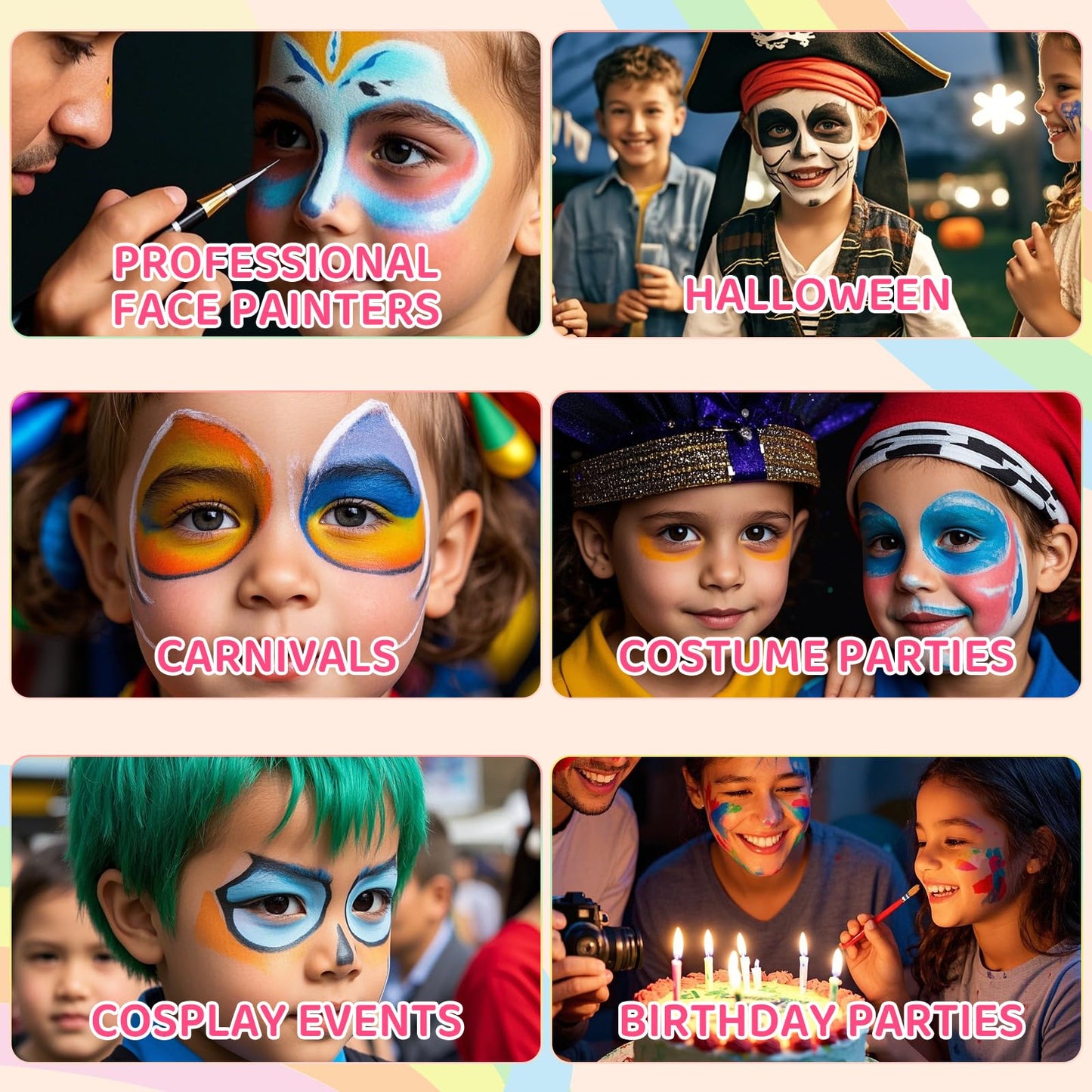 Anka Bella Professional Face Paint(60gm),Water Activated Face Body Painting Kit for Kids & Adults,Hypoallergenic & Non-Toxic,Perfect for Birthday Parties/Halloween/Carnival