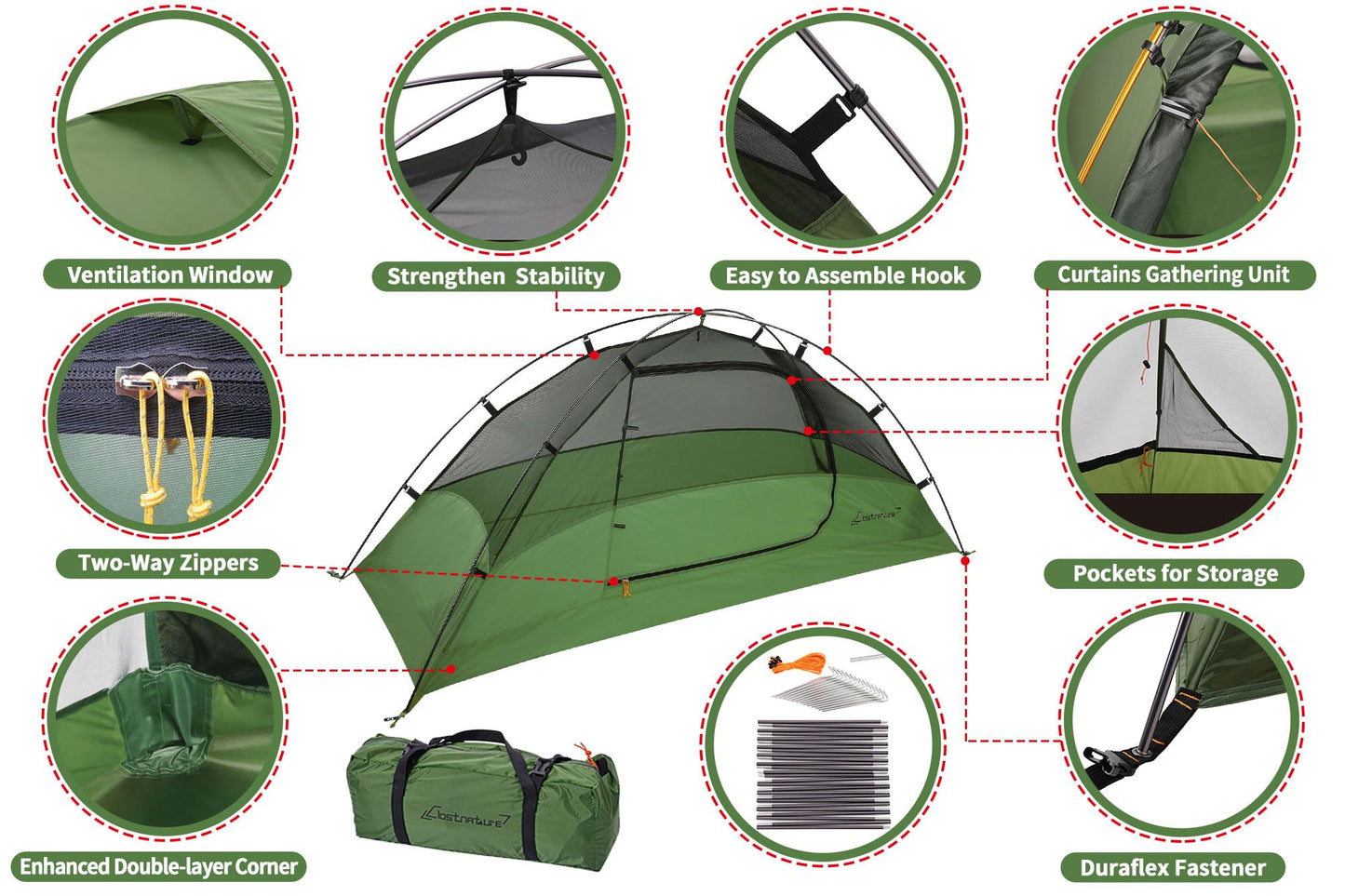 Clostnature Crux 1 Person Tent for Backpacking - Ultralight One Person Backpacking Tent, Hiking Tents for One Man, Solo, Single Person