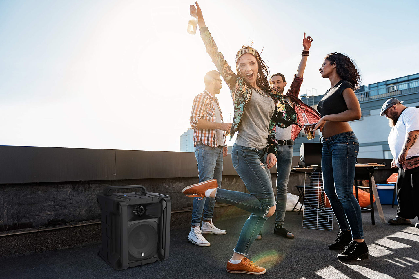 Altec Lansing Sonic Boom - Waterproof Bluetooth Speaker with Phone Charger, IP67 Outdoor Speaker, 3 USB Charging Ports, 50 Foot Range & 20 Hours Battery Life