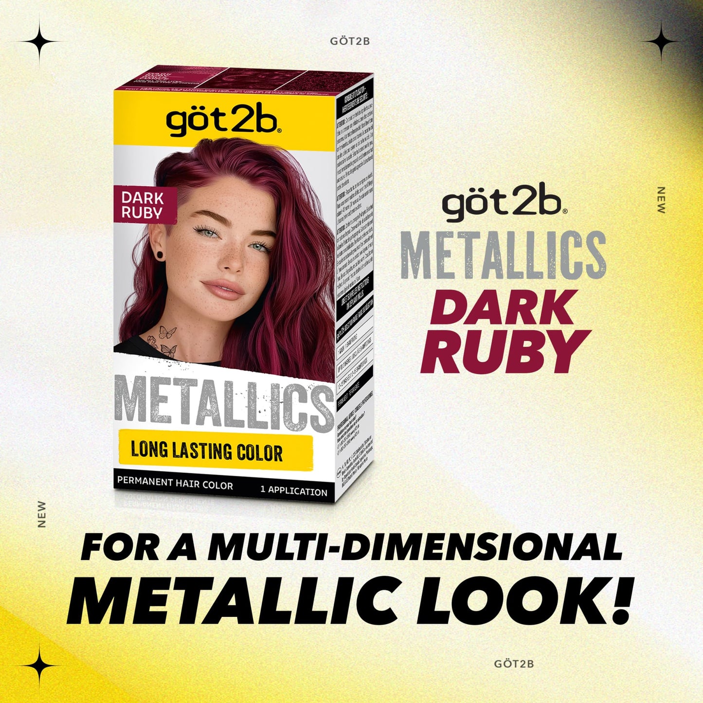 Schwarzkopf Got2b Metallics Permanent Hair Color, M68 Dark Ruby