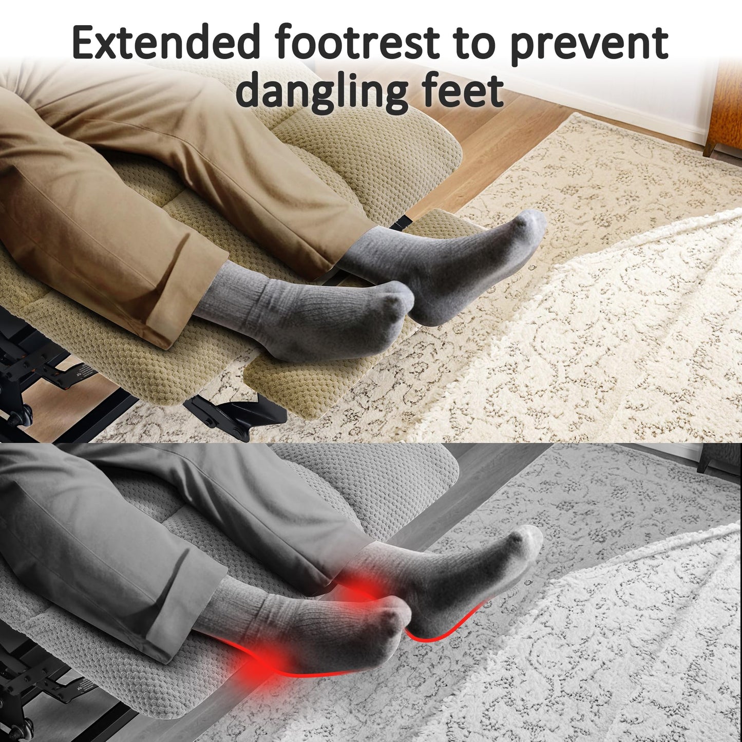 MCombo Large Triple Motor Power Lift Recliner Chair with Massage and Dual Heating, Adjustable Headrest for Tall Elderly People, Fabric 7634 (Beige, Large)