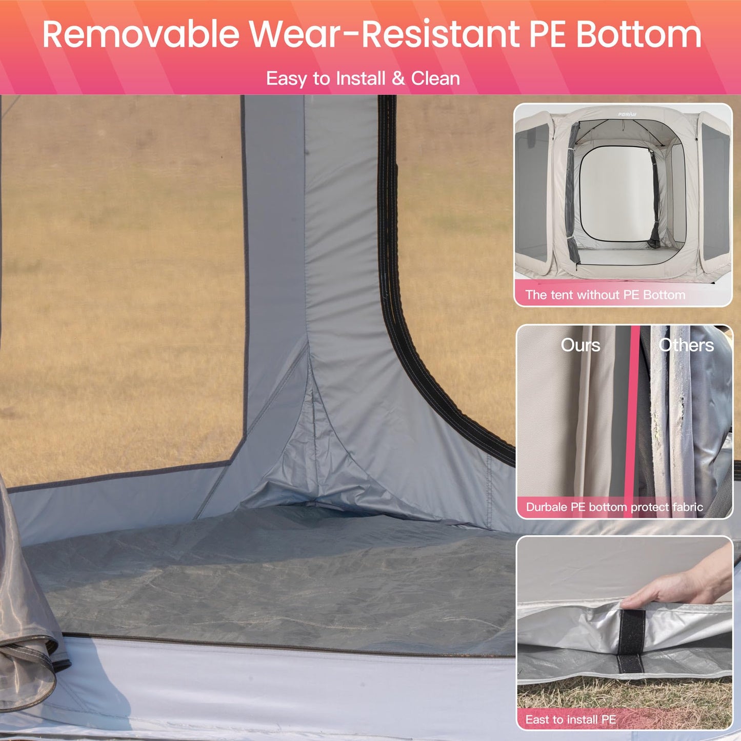 Porayhut Pop up Screen House Tent Sun Shelter with Breathable Mesh Doors,Portable Camping Tent with Detachable Waterproof Floor,10x10FT Screen Canopy Outdoor for Family Friends Party in Backyard,Park