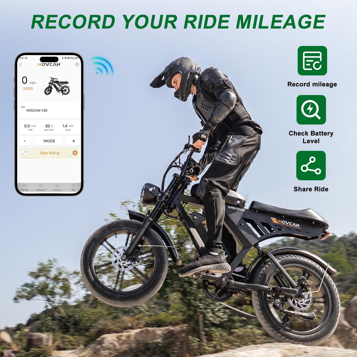 Besintu MOVCAN Electric Bike for Adults,1500W Motor 20 in Fat Tire Ebike,Up to 32MPH & 120 Miles,31.2AH Removable Dual Battery, 7 Speed Gear, Hydraulic Brakes&Full Suspension Electric Dirt Bicycle