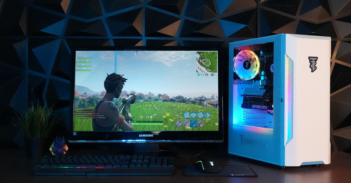 ViprTech Rebel 2.0 Gaming PC - AMD Ryzen 5 3600 (4.2Ghz Turbo), RTX 3050 6GB, 32GB DDR4 3200, 1TB NVMe SSD, WiFi BT, RGB, Windows 11 Pro, Desktop Computer Tower, White