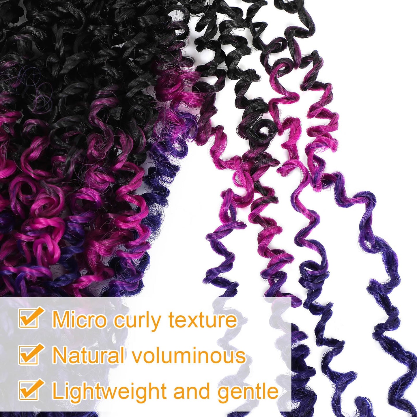 Aksice Pre-looped Yanky Twist Crochet Hair 8 Inch 8 Packs Bohemian Passion Twist Spring Mini Twist Crochet Hair for Black Women Boho Crochet Braids Synthetic (#1b/purple/blue)