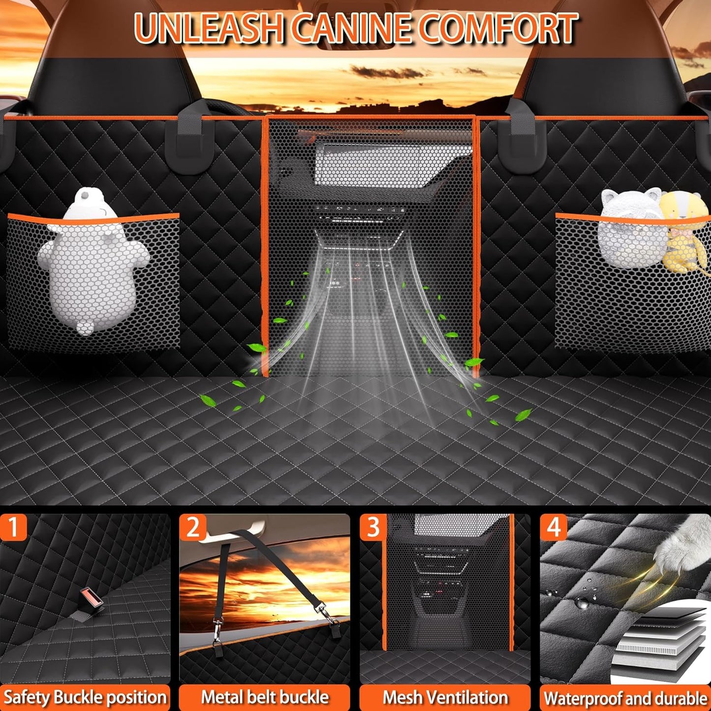 Back Seat Extender for Dogs,Holds 420lbs,Waterproof Dog Car Seat Cover for Back Seat with Hard Bottom,2025 Upgraded Material Dog Hammock for Car,Easy to Use and Clean