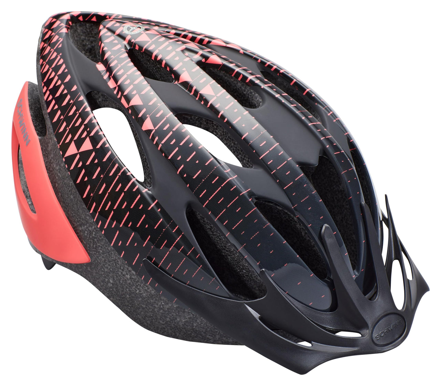 Schwinn Thrasher Adult Bike Helmet, Ages 14 and Up with Suggested Fit 58 to 62cm, Rear LED Light, Lightweight with Adjustable Side and Chin Straps, Pink Coral/Grey