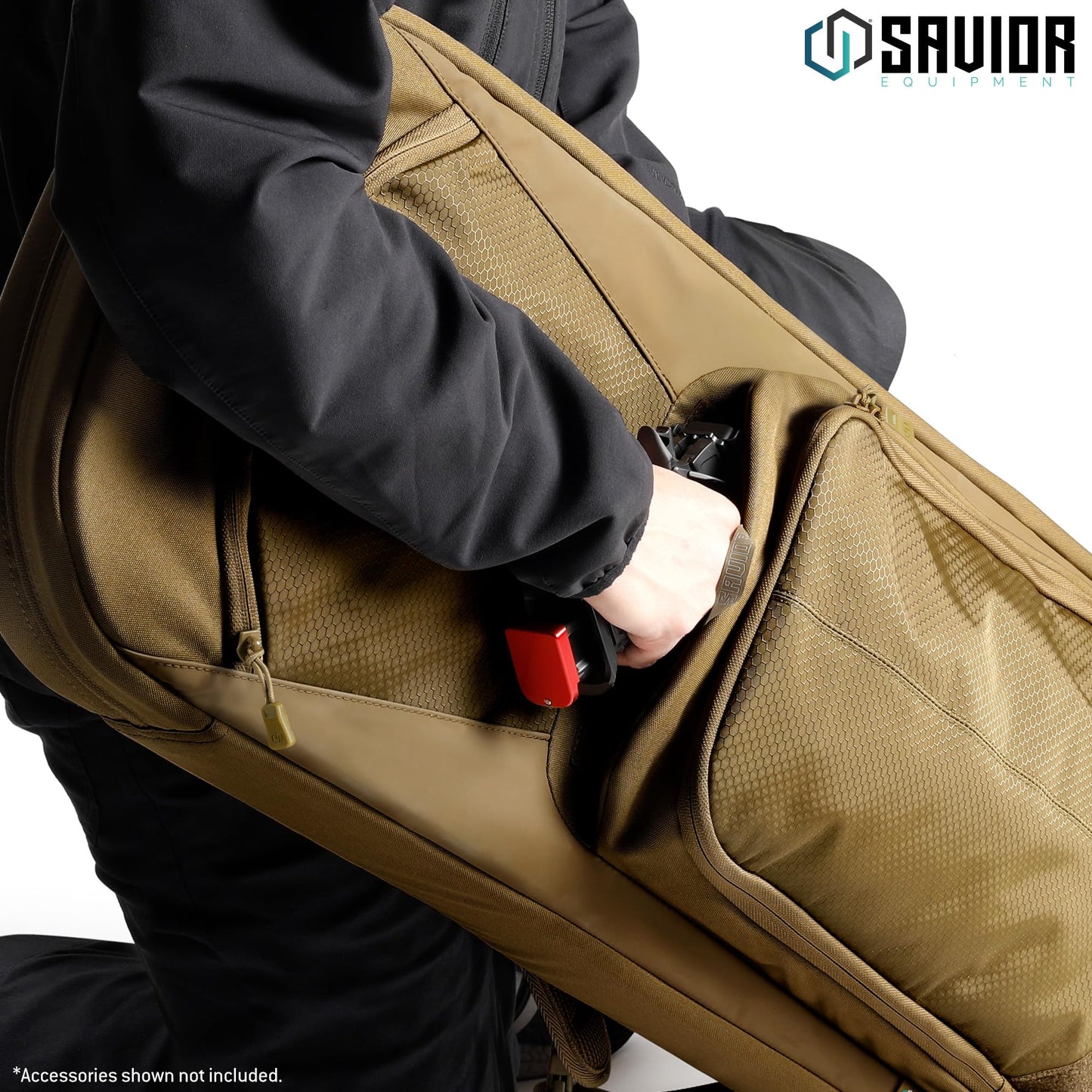 Savior Equipment Specialist Series Covert Tactical Gun Bag Backpack Soft Case with Compartment, Perfect Bug Out Truck Bag, MOLLE Panel, 30 Inch Flat Dark Earth Tan
