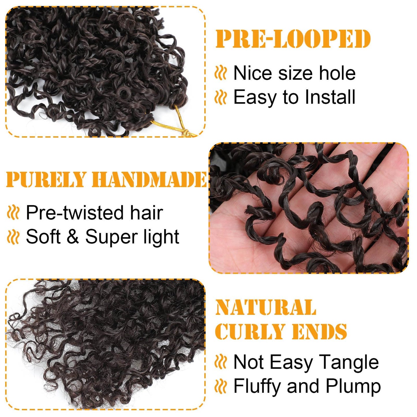 Aksice 8 Inch 8 Packs Yanky Twist Crochet Hair for Women Pre-looped Mini Twist Hair Bohemian Passion Twist Crochet Hair Boho Crochet Braids Synthetic (4#)