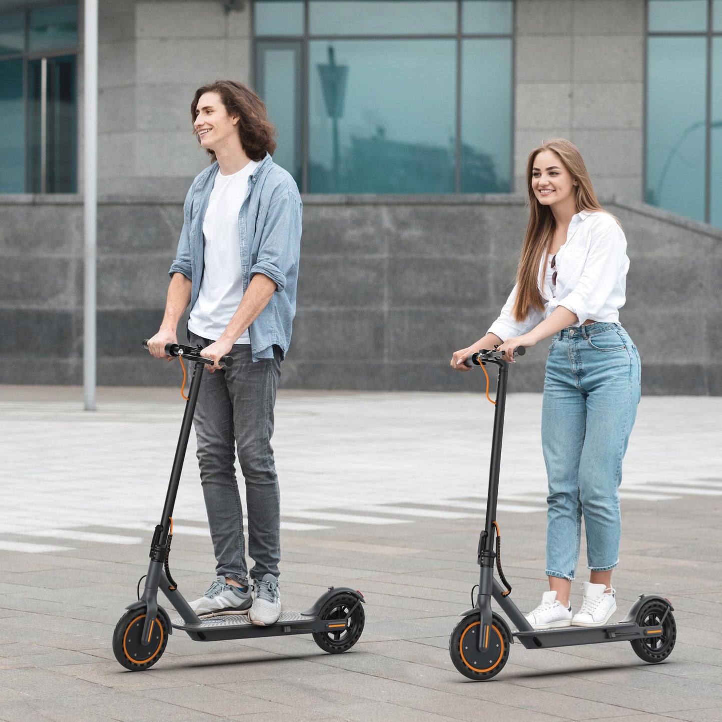 VOLPAM Electric Scooter, 350W/500W, 8.5"/10" Tires, 12/21/28 Miles Range, 16/19/22Mph, Folding E-Scooter with Dual Braking (8.5''-21Miles-350W-Orange)