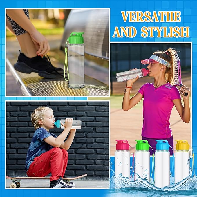 Mifoci 20 Pieces Water Bottle Bulk Plastic Water Bottles Bulk Gym Sports Adults Reusable Large Water Bottles with Leak Proof Flip Top for Party Outdoor(17 oz,Colorful)