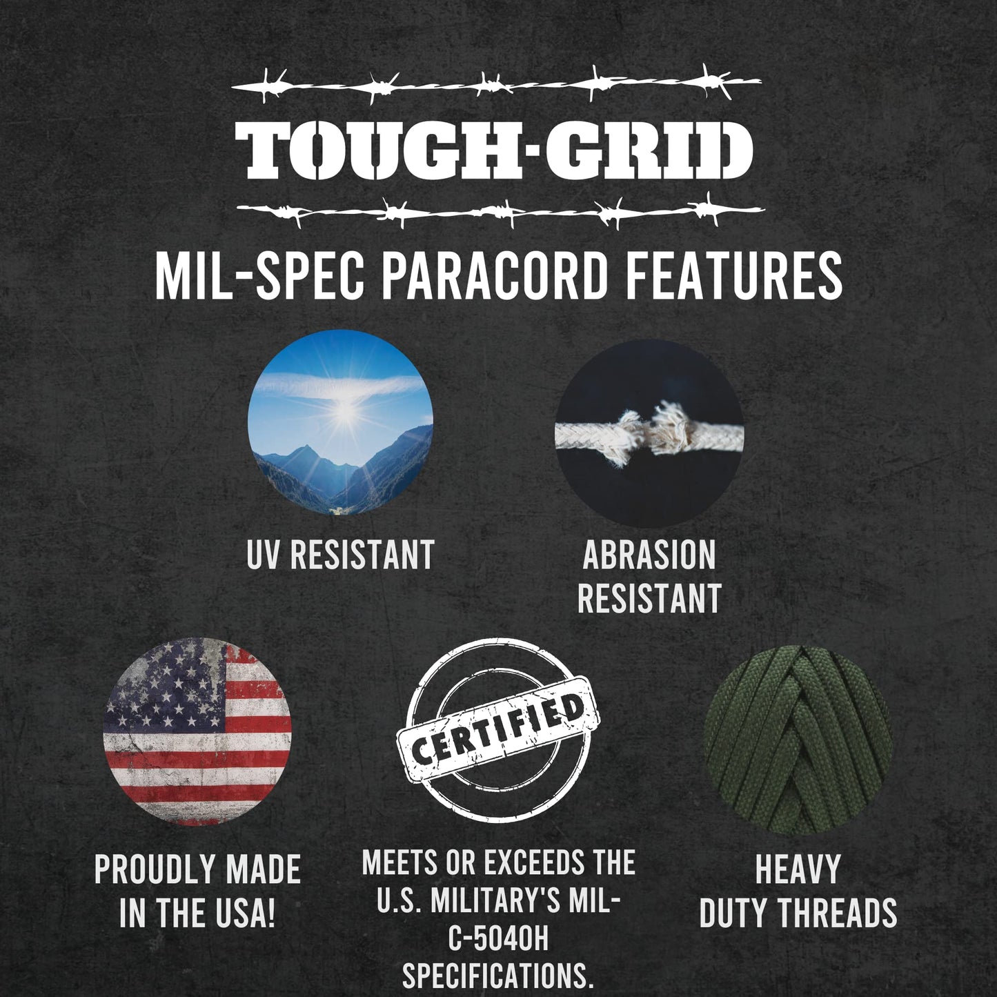 TOUGH-GRID Premium Gold 550 Paracord/Parachute Cord - 100% Nylon Mil-Spec Type III Paracord Rope Used by The US Military, Great for Bracelets and Lanyards, Tactical Paracord 50Ft. - Gold