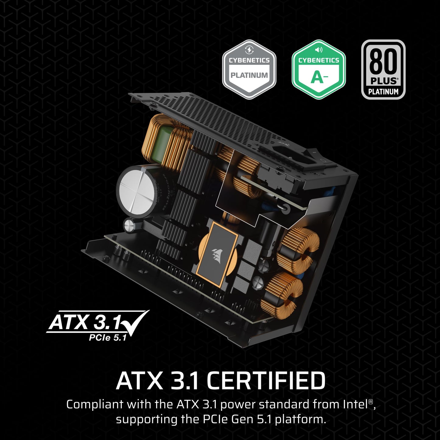 CORSAIR SF750 (2024) Fully Modular Low Noise 80 Plus Platinum ATX Power Supply – 3.1 Compliant – PCIe 5.1 Ready – SFX-to-ATX Bracket Included – Black