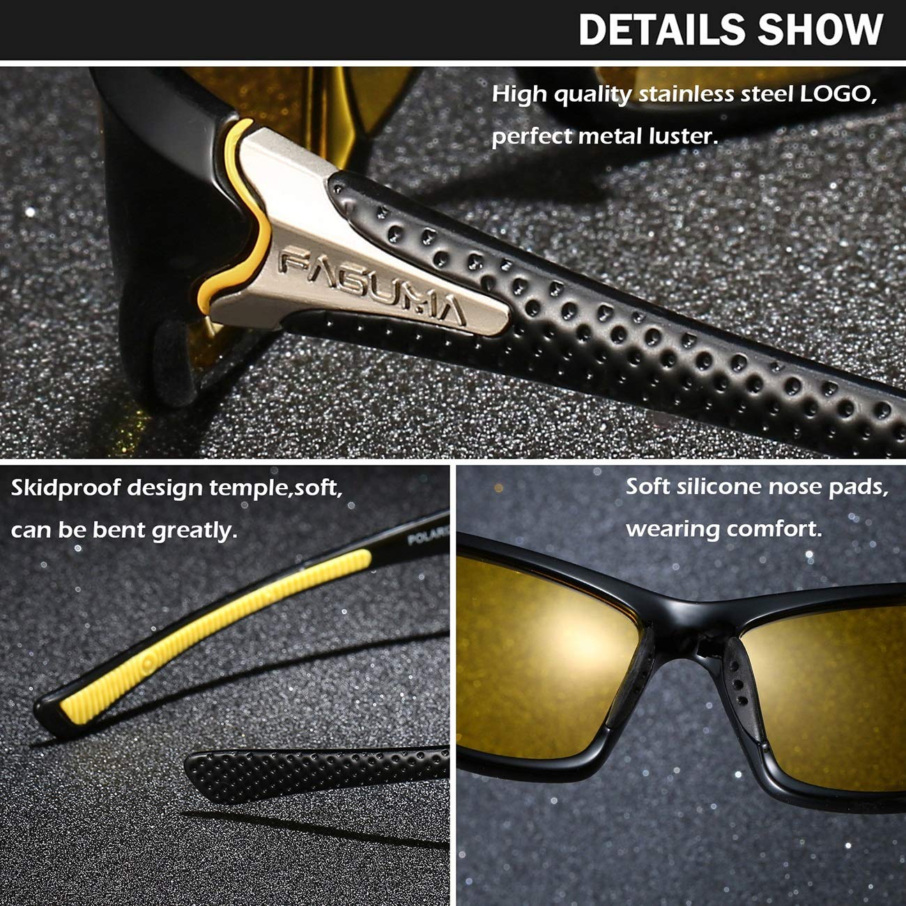FAGUMA Sports Polarized Sunglasses For Men Cycling Driving Fishing 100% UV Protection