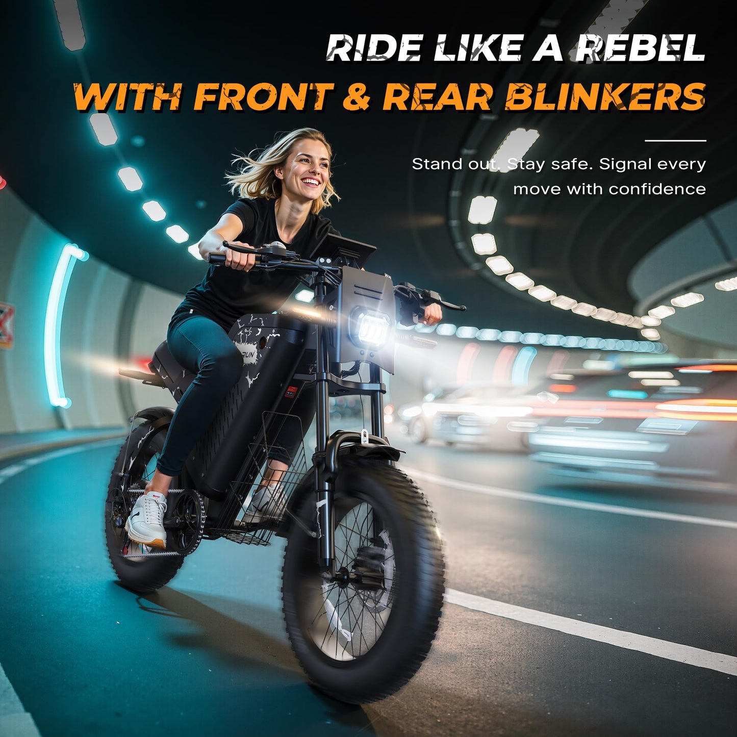 VARUN Electric Bike - Peak 1000W Ebike for Adults Up to 60Miles & 28MPH๏ผ48V 20.8Ah Battery, 20" Fat Tires, 7-Speed All-Terrain E-Bike with Suspension, LED Lights & Turn Signals - Dirt Bike Style