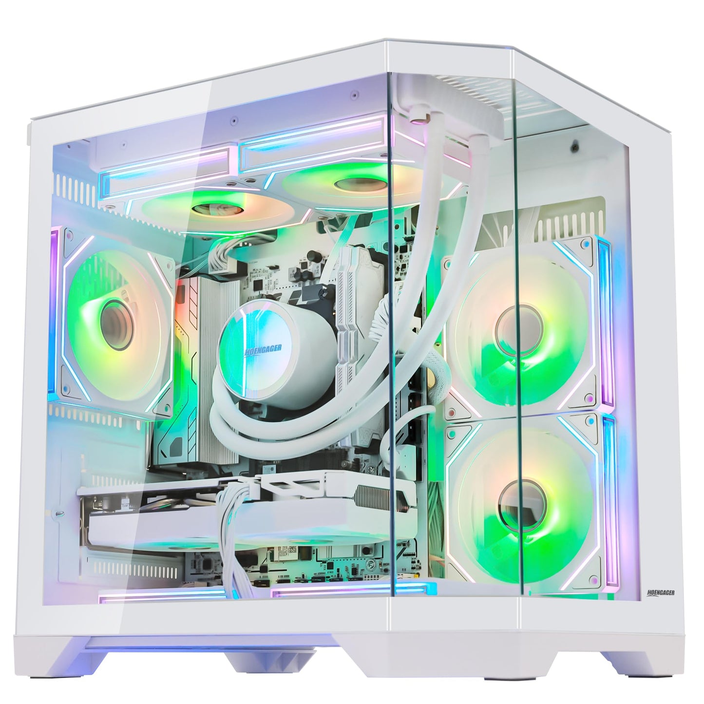 HOENGAGER Ocean of Stars Gaming PC -AMD Ryzen 7 7800X3D 4.2 GHz, RTX 4060 8G, 32GB DDR5 RAM 6000MHz, 1TB PCIe SSD, 11AC WiFi, Windows 11 Pro 64-bit -White