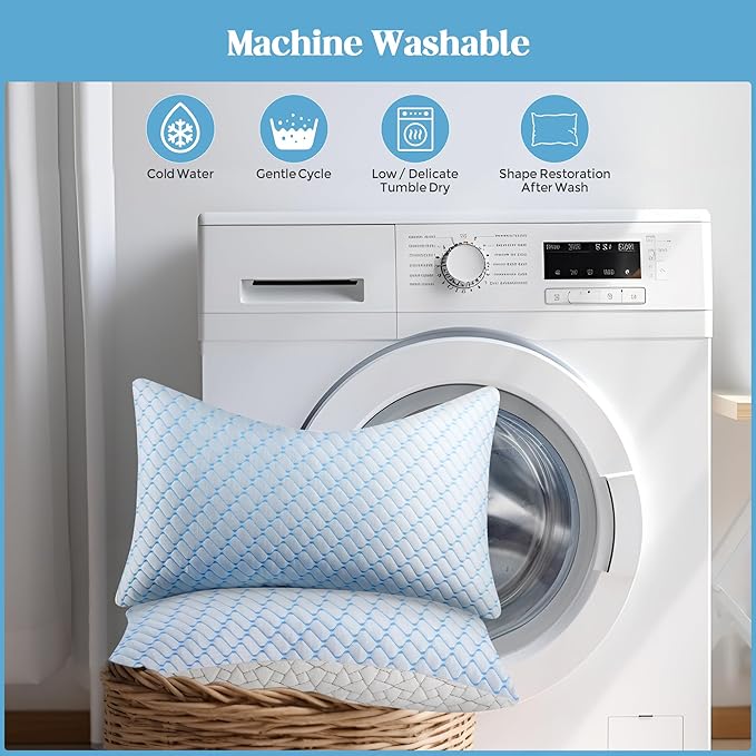 Bafode Memory Foam Pillows Standard Size Set of 2 Cooling Bed Pillow 2 Pack Shredded Memory Foam Pillow for Sleeping 20x26