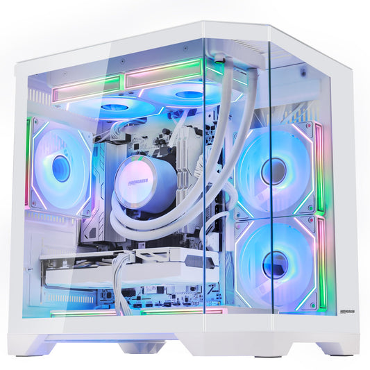 HOENGAGER Ocean of Stars Gaming PC -AMD Ryzen 7 7800X3D 4.2 GHz, RTX 4060 8G, 32GB DDR5 RAM 6000MHz, 1TB PCIe SSD, 11AC WiFi, Windows 11 Pro 64-bit -White