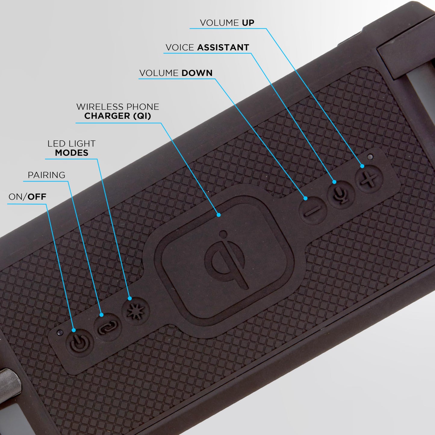 Altec Lansing Portable Bluetooth Speaker HYDRABOOM 2.0, 32W Output Power, 16Hr Playtime, Party Sync, Qi Wireless Charging, Everything-Proof, Voice Assistant Compatible - Black