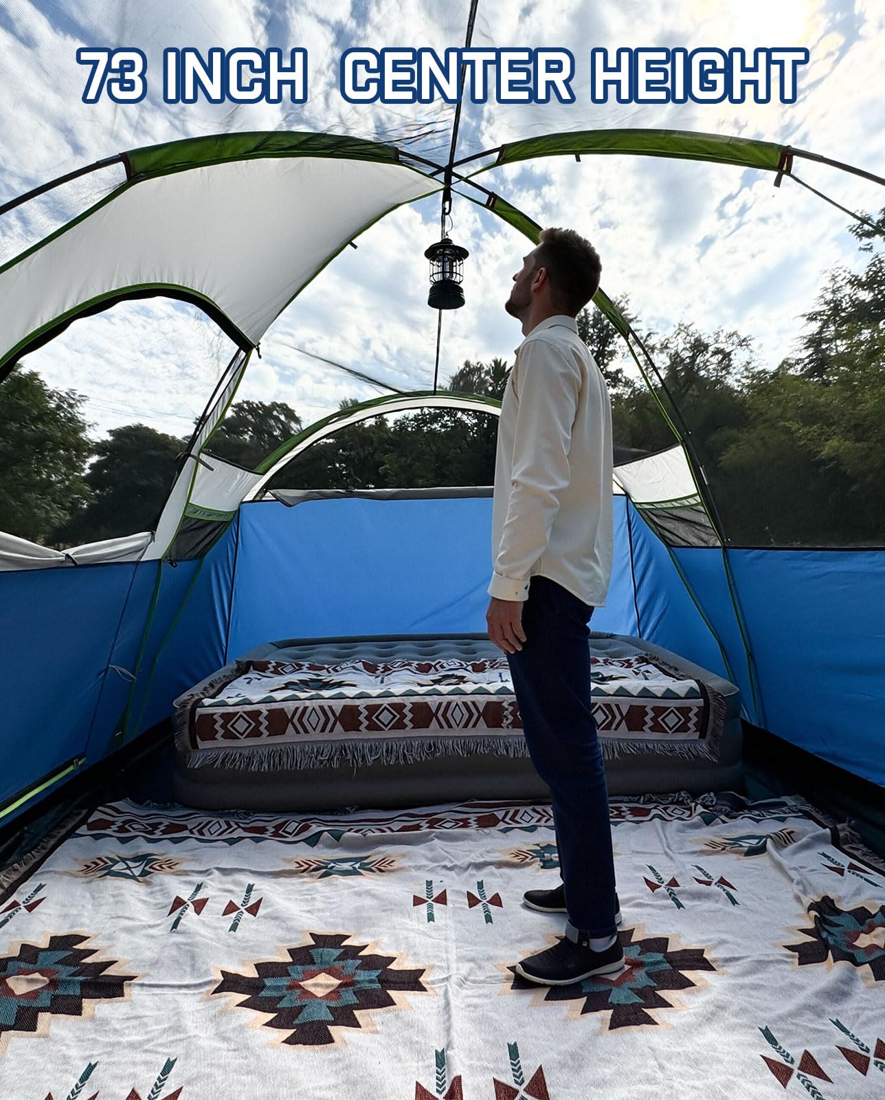 LOYEAHCAMP 8 Person Larger Extended Dome Camping Tent with 3 Rooms, Waterproof Semi-Freestanding Family Outdoor Tent with Spacious Interior and Mesh Windows