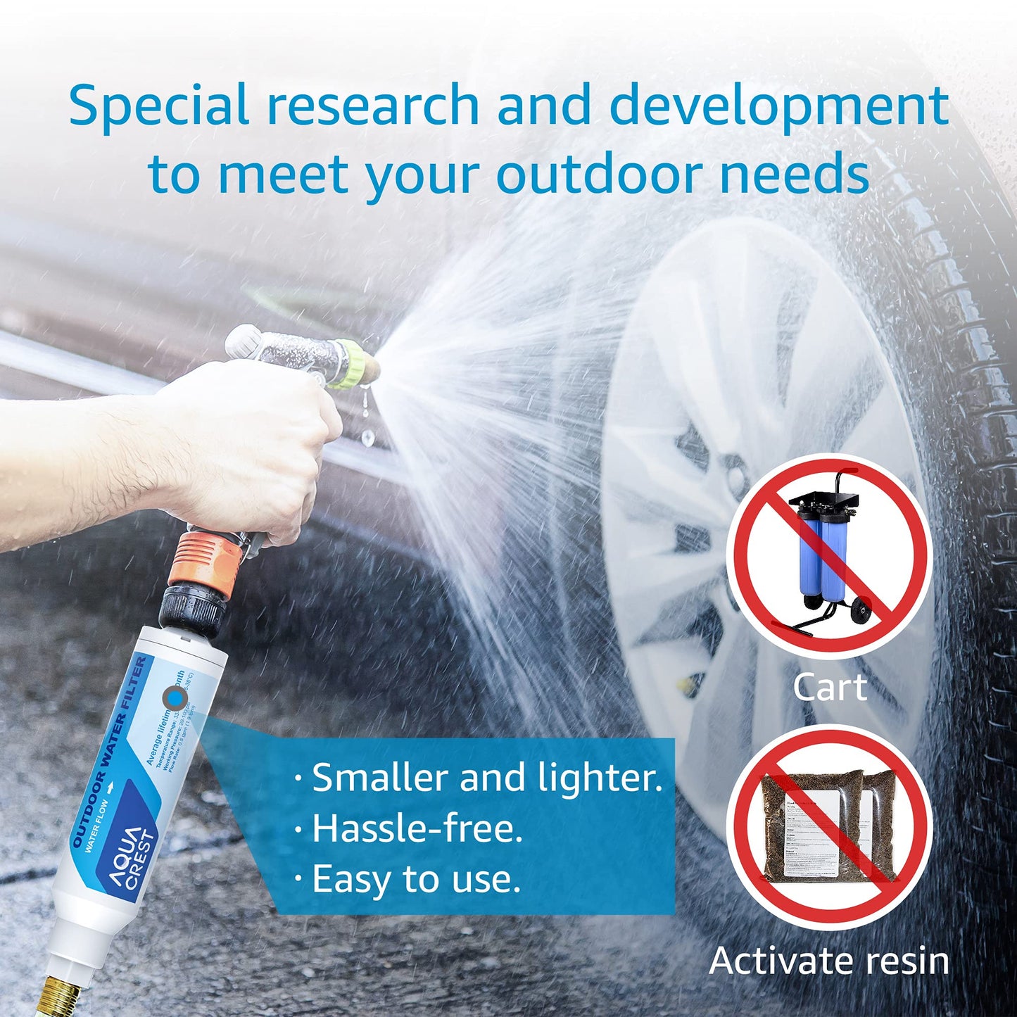 AQUACREST Inline Water Filter, Dedicated for Car Washing, Window & Yard Cleaning, Effectively Reduce Hard Water Spots, Soften Water, Upgraded Formula, Pack of 2