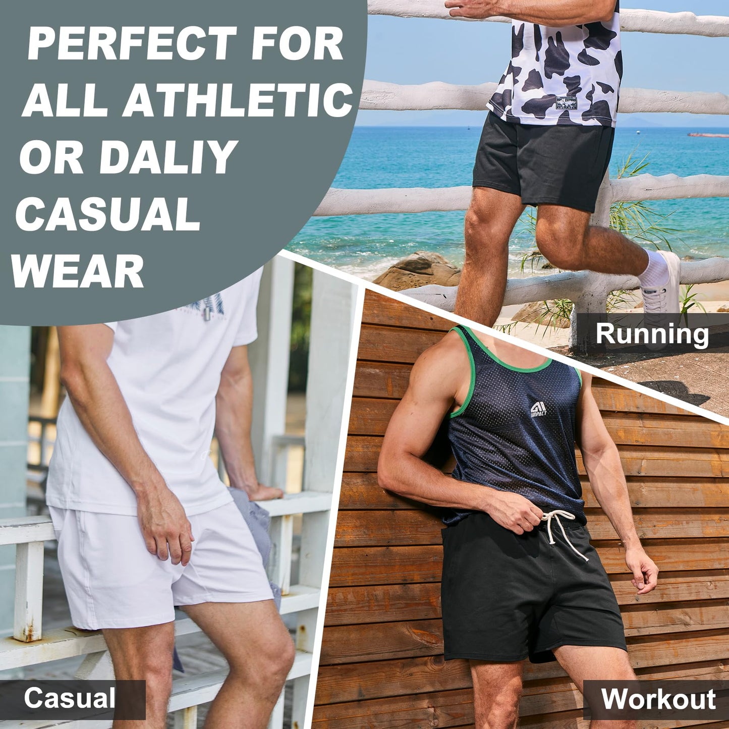 AIMPACT Mens Workout Sweat Shorts 5 Inch Cotton Casual Fitness Mens Athletic Gym Shorts with Pockets Pink