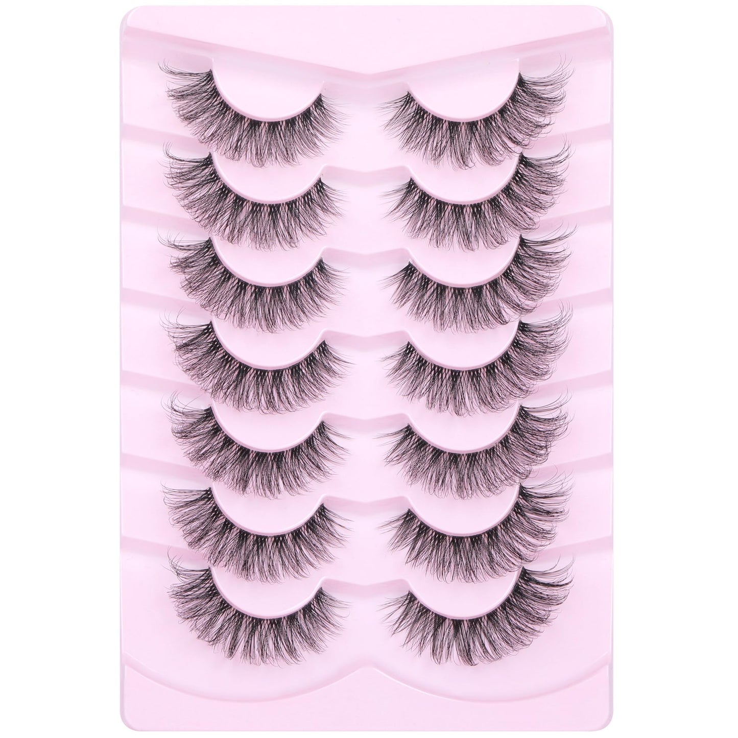 Clear Band Eyelashes 15mm Cat Eye Lashes Natural Look Wispy False Eyelashes 3D Short Fluffy Strip Eye Lashes Pack by Geeneiya, 7 Pairs
