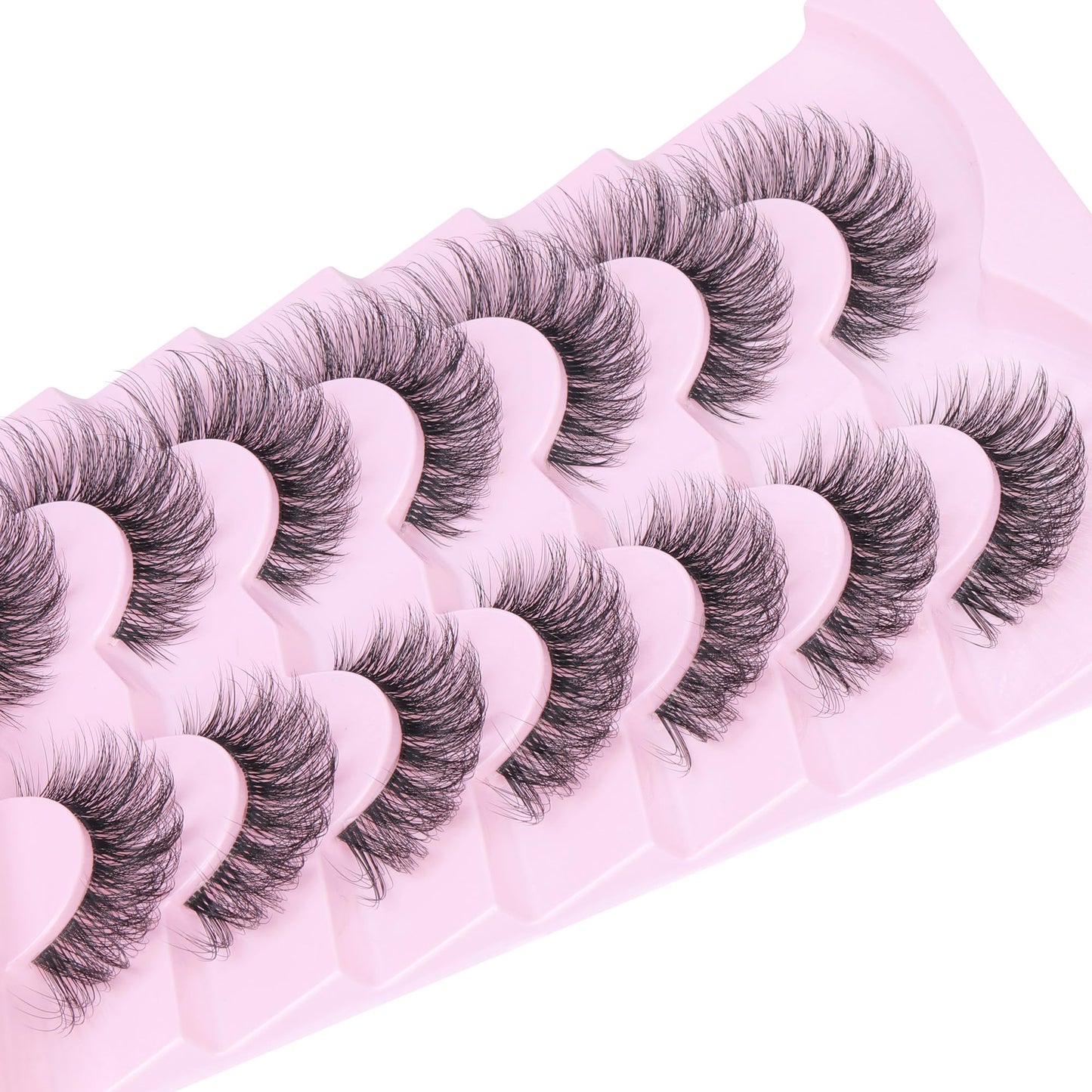 Clear Band Eyelashes 15mm Cat Eye Lashes Natural Look Wispy False Eyelashes 3D Short Fluffy Strip Eye Lashes Pack by Geeneiya, 7 Pairs
