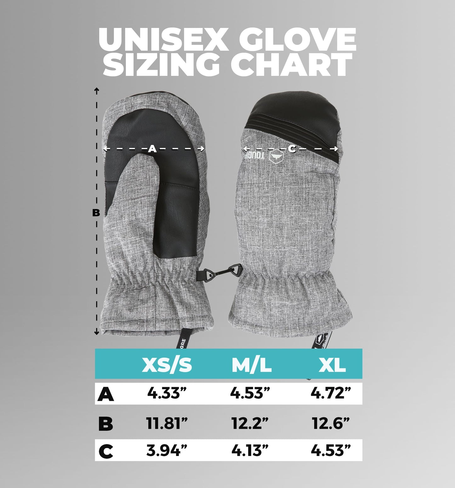 Tough Outdoors Adult Winter Ski Mittens for Women and Men - Mens Womens Waterproof Insulated Snowboard Gloves for Snowboarding - Extreme Cold Weather Snow Glove Mitten - X-Large