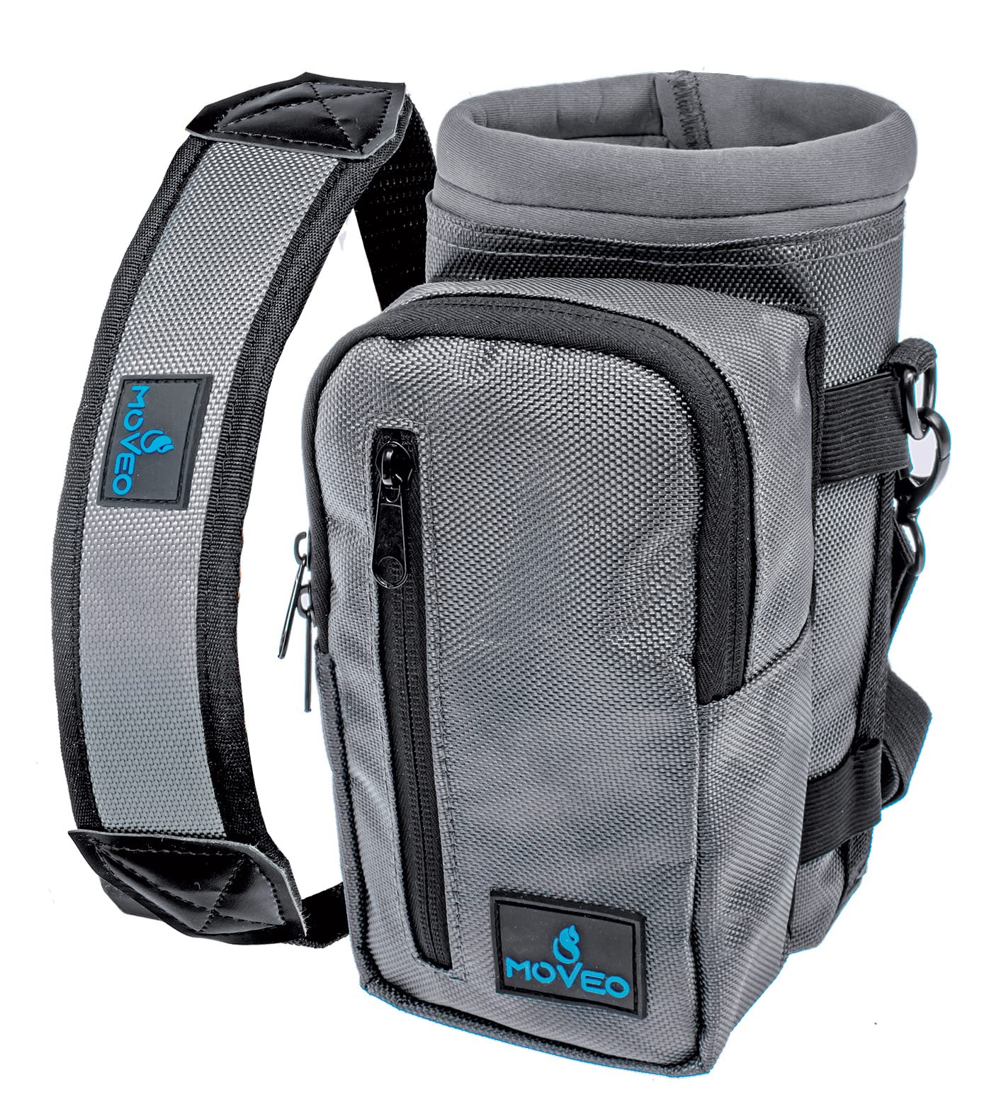Water Bottle Holder/Carrier, Insulated w/Adjustable Shoulder Strap & Front Pockets - Comfortable Crossbody Water Bottle Holder - Water Bottle Sling Fits 25oz to 40oz Bottles