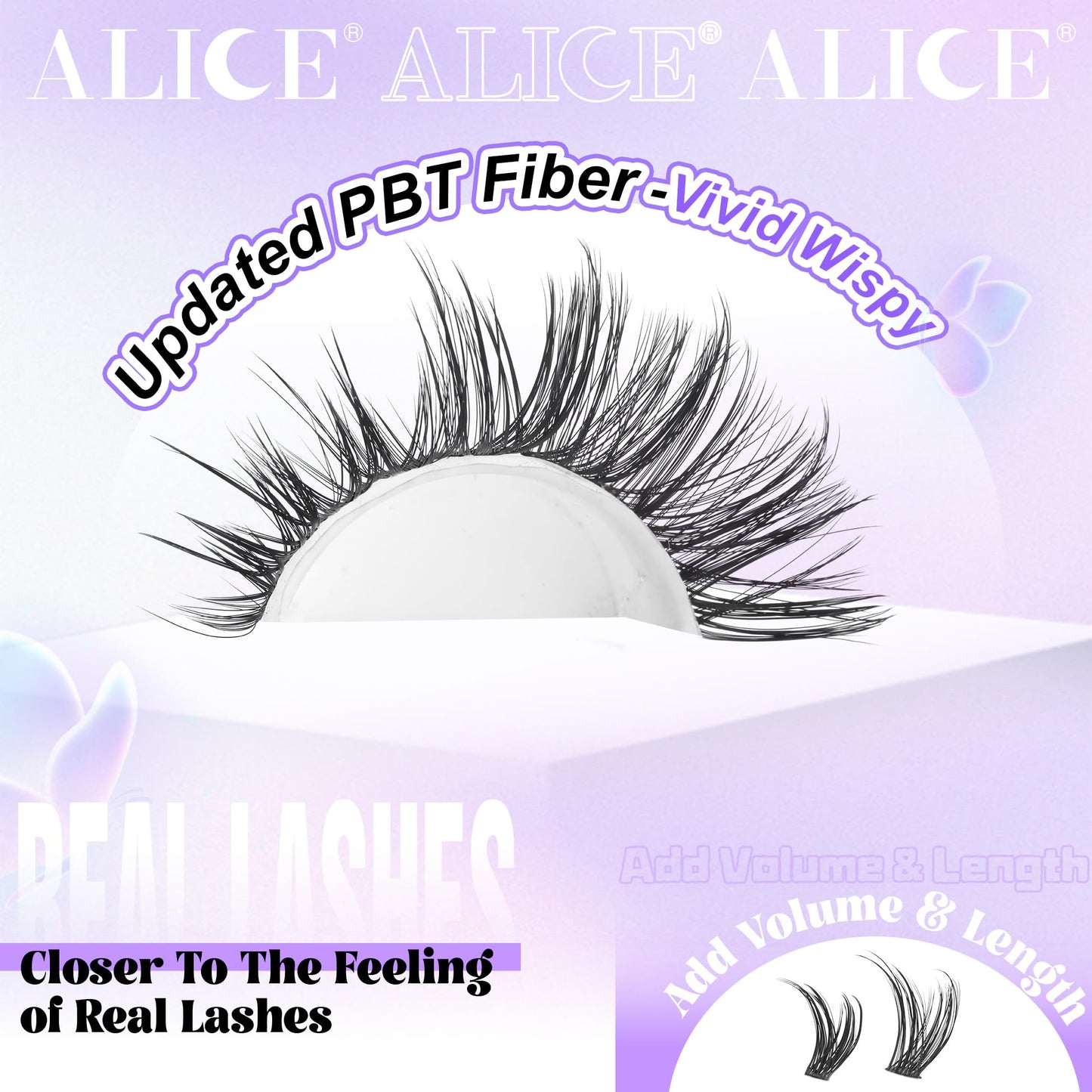 ALICE Lash Clusters Wispy Cluster Eyelash Extensions 192pcs Natural Fluffy Individual Lashes DIY Lash Extension 10-18mm Cluster Eyelashes with Mix 4-7mm of Lash Band