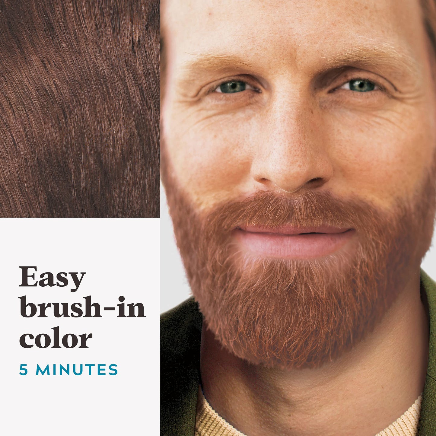 Just For Men Mustache & Beard, Beard Dye for Men with Brush, With Keratin Biotin Aloe and Coconut Oil for Healthy Facial Hair - Light Red Brown, M-27, Pack of 1 (Packaging May Vary)