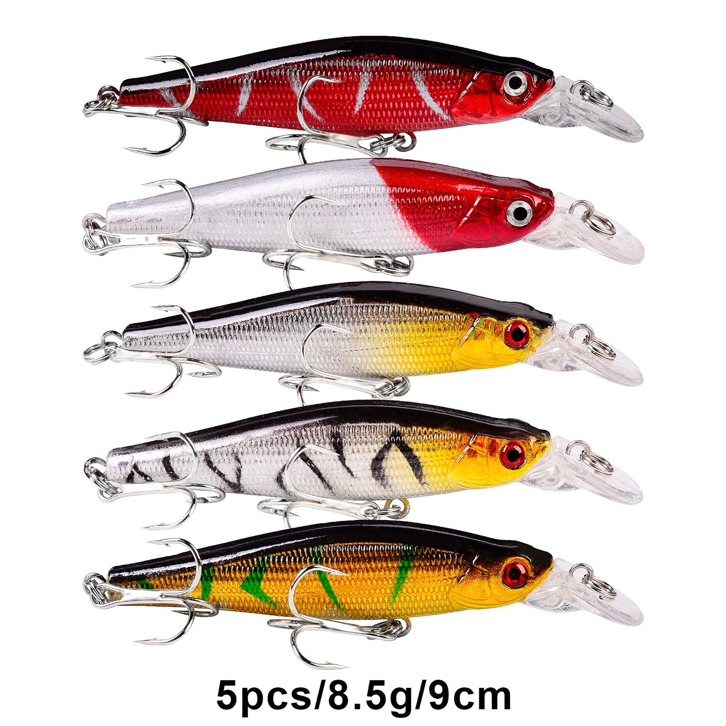 BAIKALBASS Bass Fishing Lures Kit Set Topwater Hard Baits Minnow Crankbait Pencil VIB Swimbait for Bass Pike Fit Saltwater and Freshwater (480-48pcs)