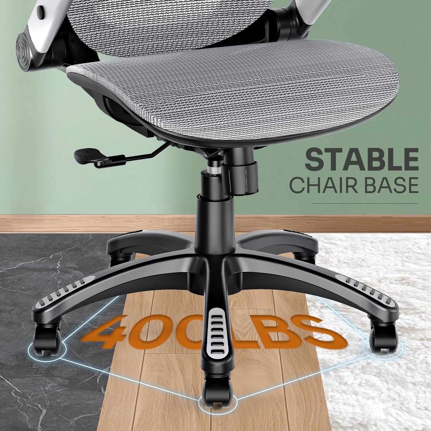 GABRYLLY Ergonomic Office Chair, High Back Home Desk Chair with Headrest, Flip-Up Arms, 90-120° Tilt Lock and Wide Cushion, Big and Tall Mesh Chairs for Man Woman, Grey Task Chair