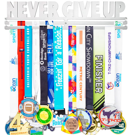 Miayork White Medal Holder Display Hanger Rack Frame for More Medals-Sports Medal Hanger and Ribbon Display Holder Rack with Easy Hanging Bars,soccer medal hanger display