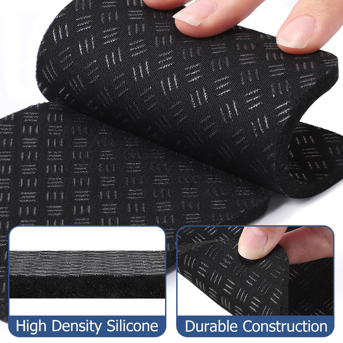 TOBWOLF 6PCS Treadmill Mat Pads, 4" x 4" x 0.2" Double-Sided Non-Slip Exercise Equipment Mat for Floor Protection, High Density Silicone Anti Vibration Pad for Treadmill, Walking Pad, Exercise Bike