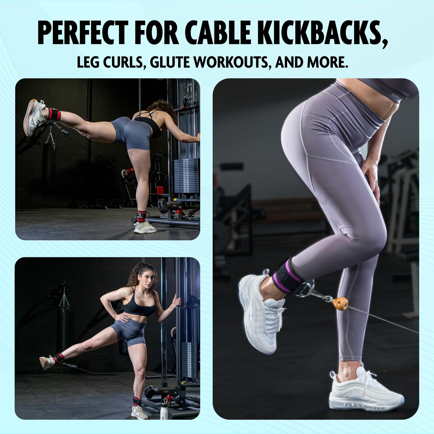 DMoose ankle cable straps for workout - One Size Fit with Premium Padding, foot strap for cable machine, cable leg attachments for gym, Booty Workouts, Leg Extension, Hip Abductors