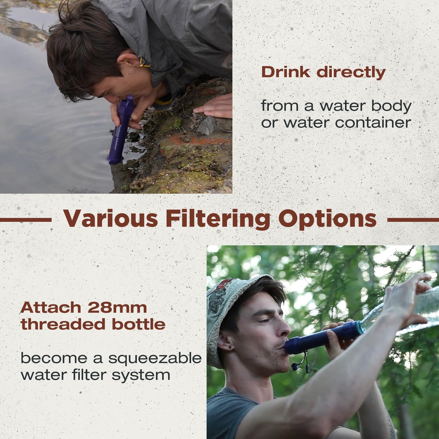 Membrane Solutions Water Filter Straw S2, NSF/ANSI 42&372&401 Certified, 4-Stage 0.1 μm Portable Water Purifier with Replaceable Filter, 5,000L Capacity for Camping, Hiking, Survival and Emergency- 4P
